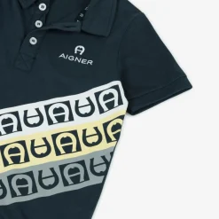AIGNER Tops*Boys Navy Blue Cotton Polo Shirt