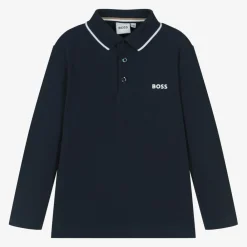 BOSS Tops*Boys Navy Blue Cotton Polo Shirt