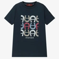 AIGNER Tops*Boys Navy Blue Cotton T-Shirt
