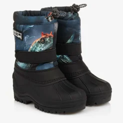 Molo Snow Boots|Snow Boots*Boys Navy Blue Dinosaur Snow Boots