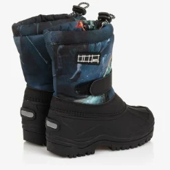 Molo Snow Boots|Snow Boots*Boys Navy Blue Dinosaur Snow Boots