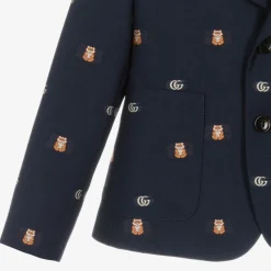 Gucci Coats & Jackets*Boys Navy Blue Double G Wool Blazer