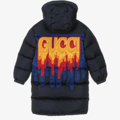 Gucci Coats & Jackets*Boys Navy Blue Down-Fill GG Puffer Coat