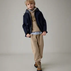 Il Gufo Coats & Jackets*Boys Navy Blue Felted 2-in-1 Coat