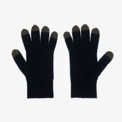 Moncler Enfant Gloves & Mittens*Boys Navy Blue Knitted Wool Gloves