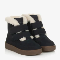 Donsje Boots*Boys Blue Leather Boots Navy
