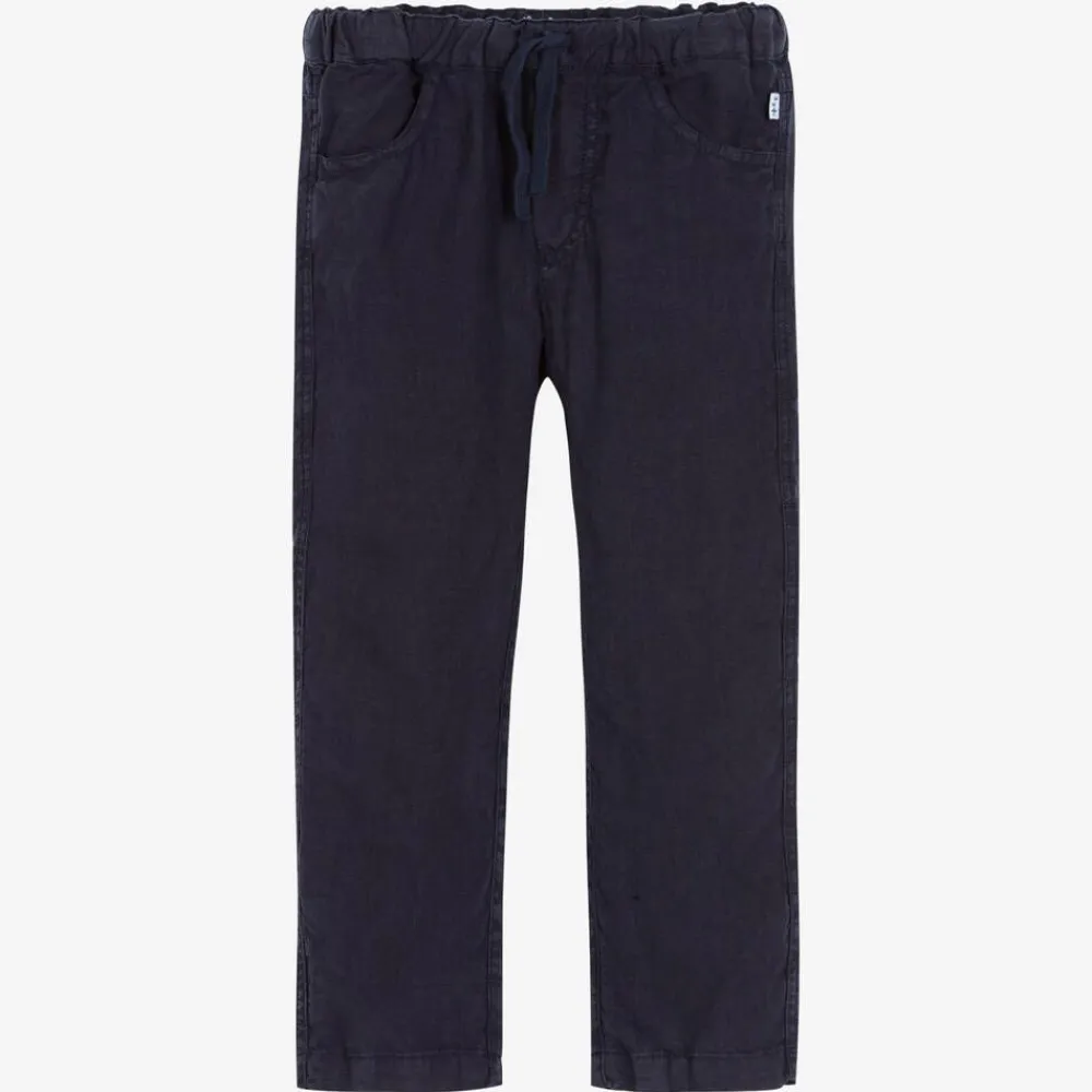 Il Gufo Trousers*Boys Navy Blue Linen Trousers
