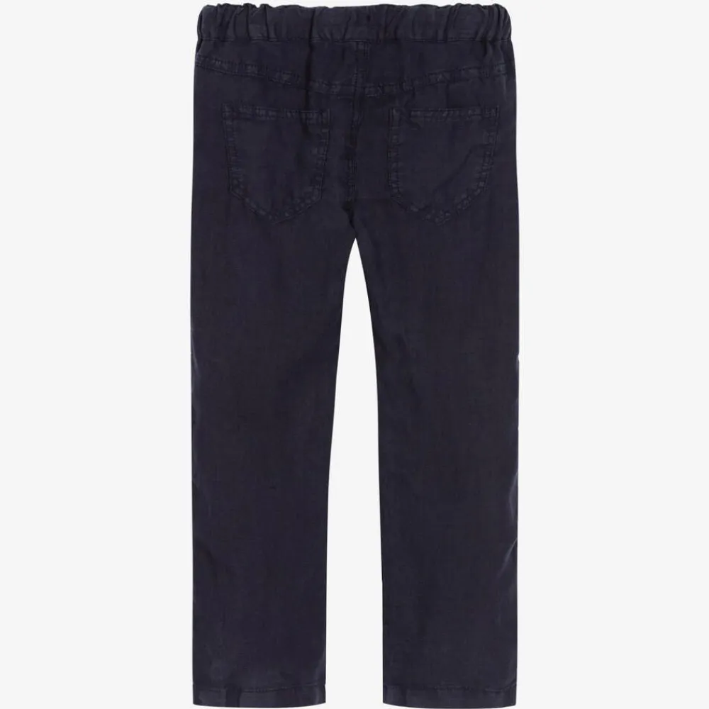 Il Gufo Trousers*Boys Navy Blue Linen Trousers