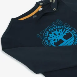 Timberland Tops*Boys Navy Blue Logo Print Top