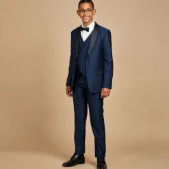 Romano Suits*Boys Navy Blue Satin Suit