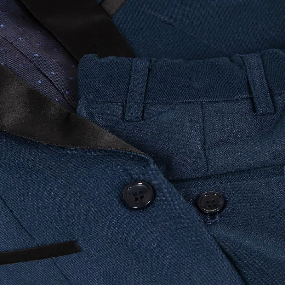 Romano Suits*Boys Navy Blue Satin Suit