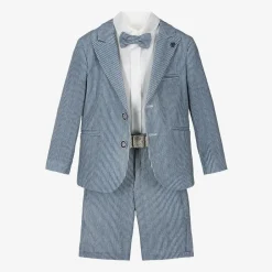 Beau KiD Suits|Suits*Boys Navy Blue Stripe Cotton Shorts Suit