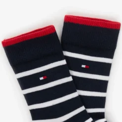 Tommy Hilfiger Socks*Boys Navy Blue Striped Cotton Socks (2 Pack)