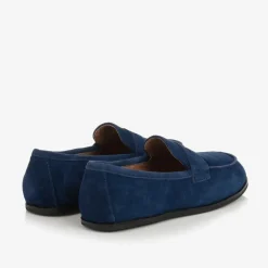 Age of Innocence Traditional Shoes|Loafers & Moccasins*Boys Navy Blue Suede Leather Loafers
