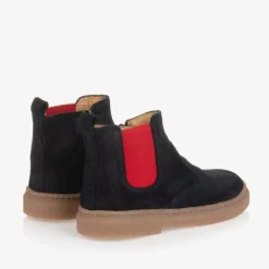 Pom dApi Boots*Boys Navy Blue Suede Leather Boots