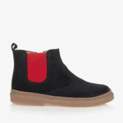 Pom dApi Boots*Boys Navy Blue Suede Leather Boots
