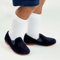 Beatrice amp; George Traditional Shoes|Loafers & Moccasins*Boys Navy Blue Velvet Loafers