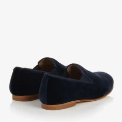 Beatrice amp; George Traditional Shoes|Loafers & Moccasins*Boys Navy Blue Velvet Loafers