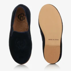 Beatrice amp; George Traditional Shoes|Loafers & Moccasins*Boys Navy Blue Velvet Loafers