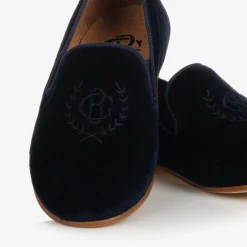 Beatrice amp; George Traditional Shoes|Loafers & Moccasins*Boys Navy Blue Velvet Loafers