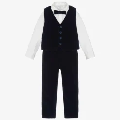 Beatrice amp; George Suits*Boys Navy Blue Velvet Waistcoat Suit
