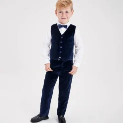 Beatrice amp; George Suits*Boys Navy Blue Velvet Waistcoat Suit