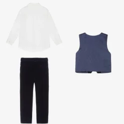 Beatrice amp; George Suits*Boys Navy Blue Velvet Waistcoat Suit
