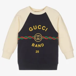 Gucci Tops*Boys Navy Blue Web Sweatshirt