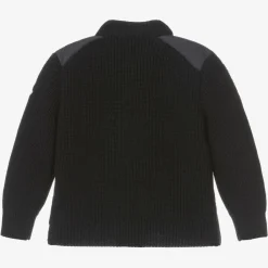 Moncler Enfant Tops*Boys Navy Blue Wool & Down Zip-Up Top