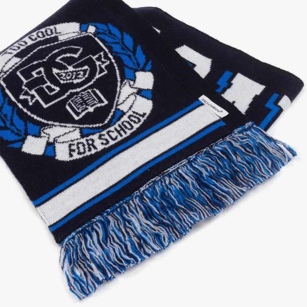 Dolce amp; Gabbana Scarves*Boys Navy Blue Wool Knit Scarf
