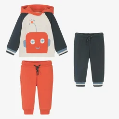 Mayoral Tracksuits|Tracksuits*Boys Orange & Blue Cotton Robot Tracksuit Set