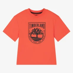 Timberland Tops*Boys Orange Organic Cotton T-Shirt