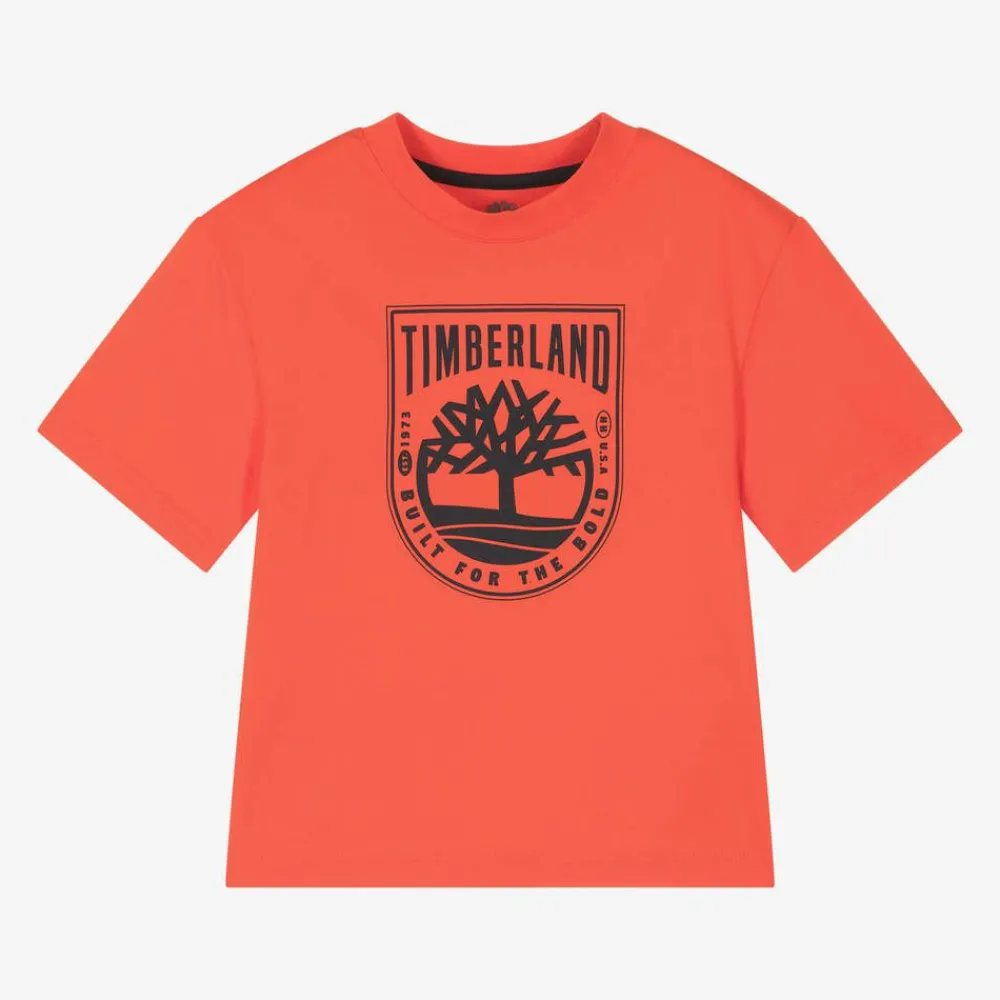 Timberland Tops*Boys Orange Organic Cotton T-Shirt