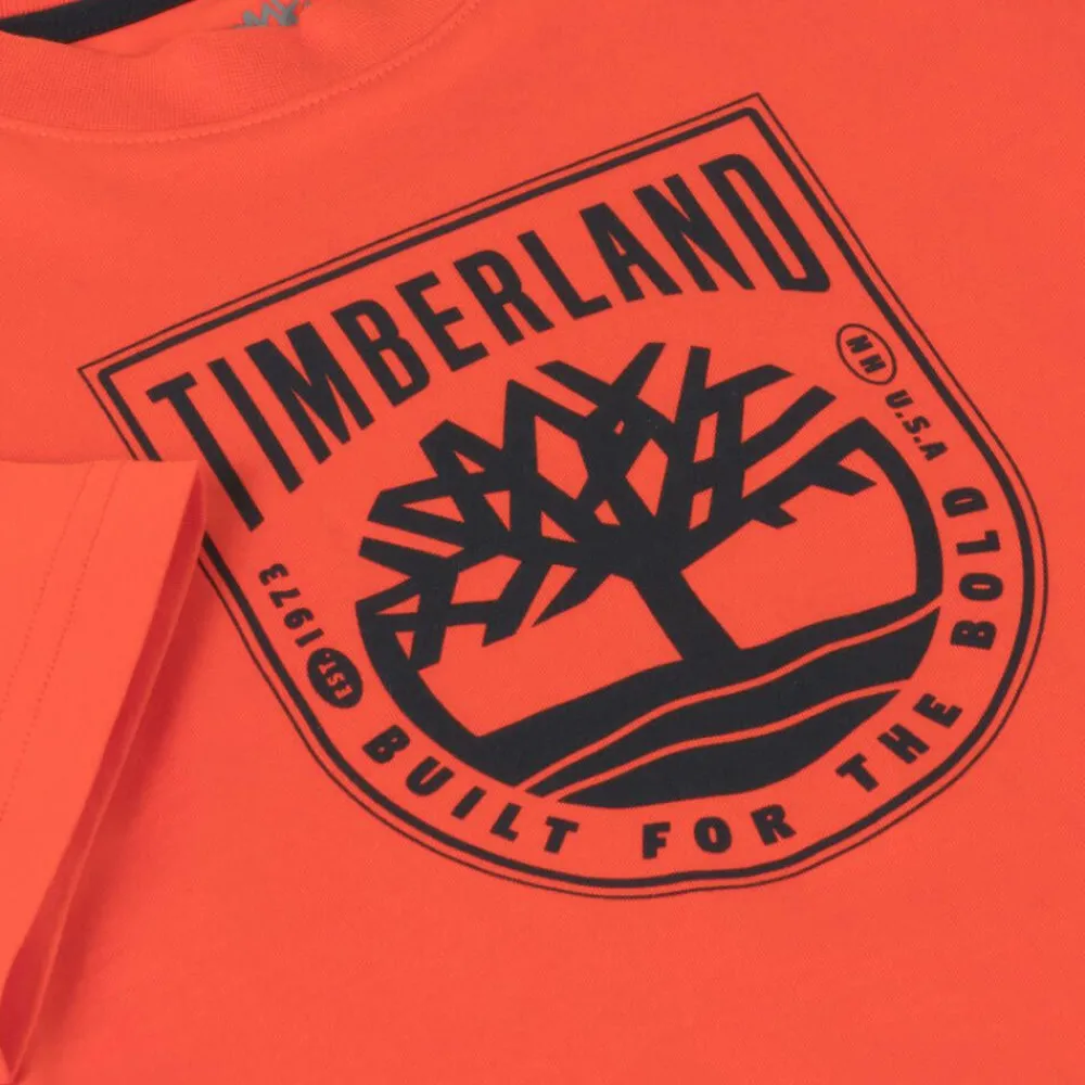 Timberland Tops*Boys Orange Organic Cotton T-Shirt