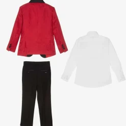 Romano Suits*Boys Red & Black Jacquard Suit