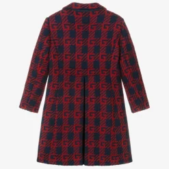 Gucci Coats & Jackets*Boys Red & Blue Wool Logo Coat