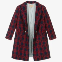 Gucci Coats & Jackets*Boys Red & Blue Wool Logo Coat