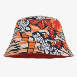 Vilebrequin Hats*Boys Red & Orange Turtle Bucket Hat