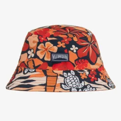 Vilebrequin Hats*Boys Red & Orange Turtle Bucket Hat