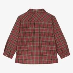 Bonpoint Tops*Boys Red Checked Cotton Shirt