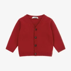 Dr. Kid Tops*Boys Red Cotton & Wool Cardigan