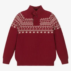 Dr. Kid Tops*Boys Red Cotton & Wool Knit Jumper