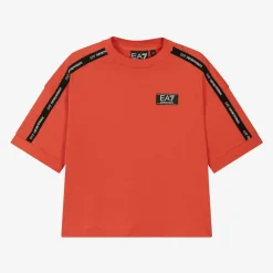 EA7 Emporio Armani Tops*Boys Red Cotton EA7 Logo T-Shirt
