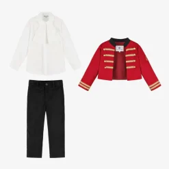 Beatrice amp; George Suits*Boys Red Cotton Military 3 Piece Suit
