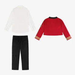 Beatrice amp; George Suits*Boys Red Cotton Military 3 Piece Suit