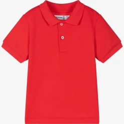 Mayoral Tops*Boys Red Cotton Piqué Polo Shirt