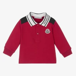 Moncler Enfant Tops*Boys Red Cotton Piqué Polo Top