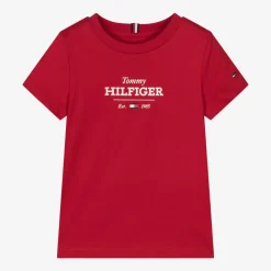 Tommy Hilfiger Tops*Boys Red Cotton T-Shirt