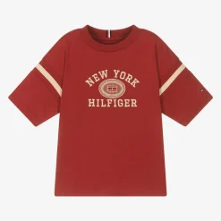 Tommy Hilfiger Tops*Boys Red Cotton Varsity Logo T-Shirt