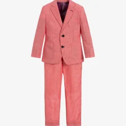 Romano Suits*Boys Red Linen Suit